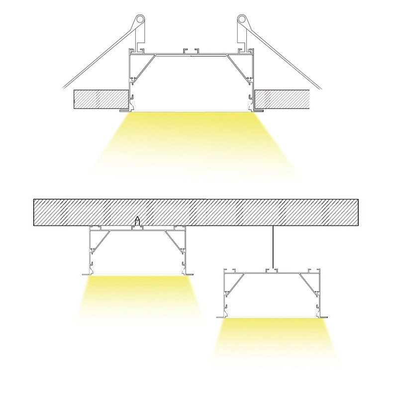 100x50mm Flanged 4 Inch Recessed Wide LED Light Channel 100x50mm Flanged 4 Inch Recessed Wide LED Light Channel